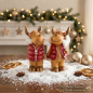 Preview: 2er Set Bezaubernde Elche mit Weste ca. 14 cm - Weihnachtsdekoration